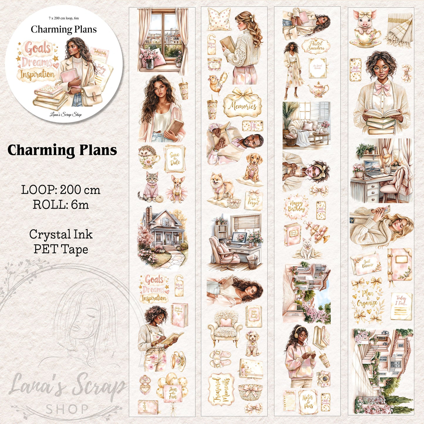 Charming Plans, Crystal Ink, PET TAPE, 7 cm wide