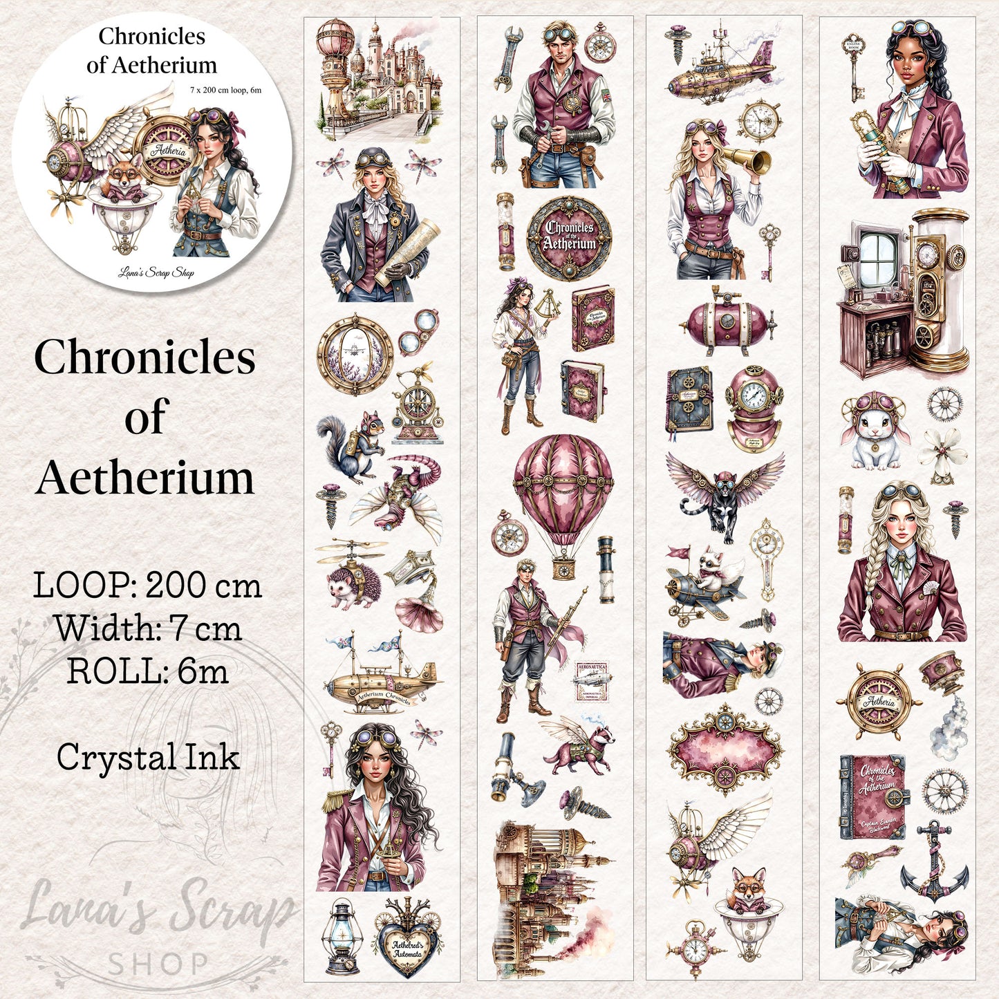 Chronicles of Aetherium, Crystal Ink, PET TAPE, 7 cm wide