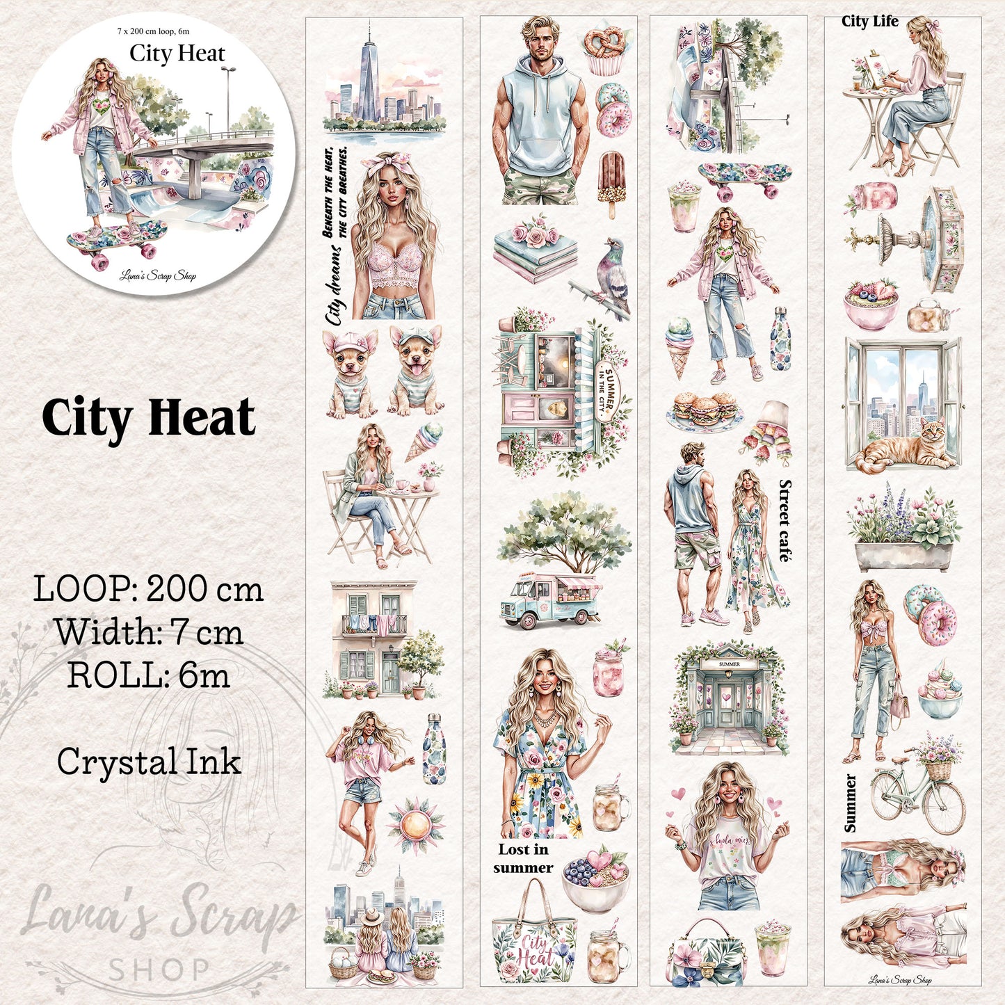 City Heat, Crystal Ink, PET TAPE, 7 cm wide