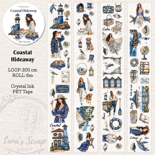 Coastal Hideaway, Crystal Ink, PET TAPE, 7 cm wide