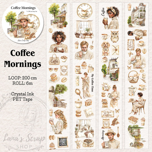 Coffee Mornings, Crystal Ink, PET TAPE, 7 cm wide