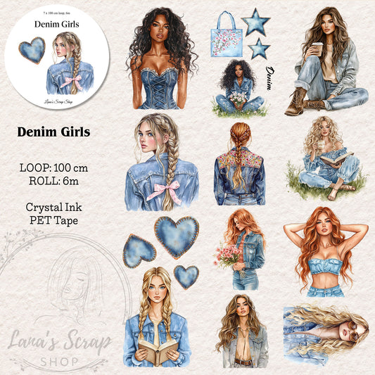 Denim Girls, PET TAPE,  LOOP, Crystal Ink, 7cm wide