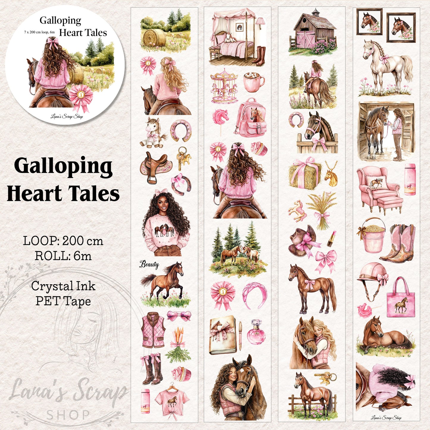 Galloping Heart Tales, Crystal Ink, PET TAPE, 7 cm wide