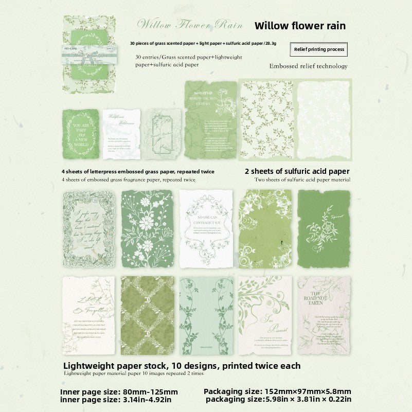 Flower Branch Paper Stickers, 30 pcs