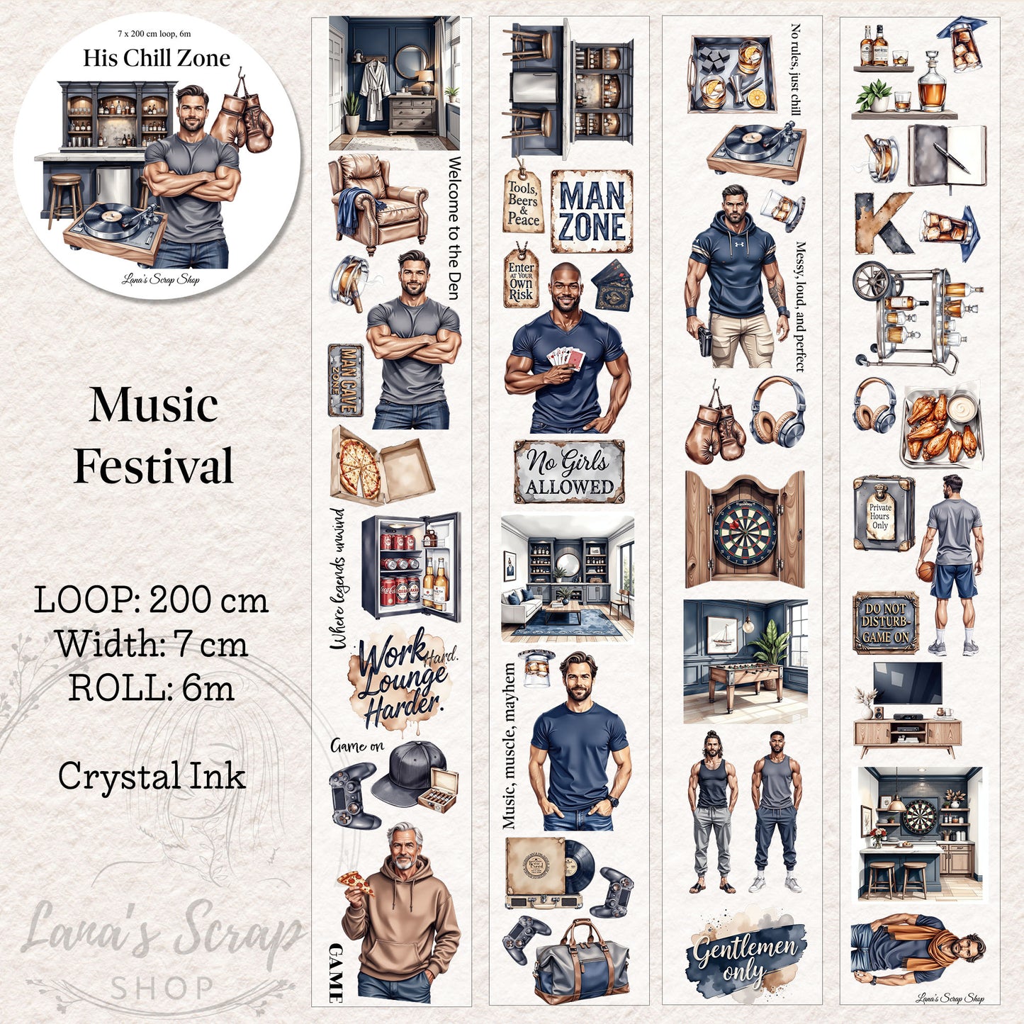 His Chill Zone, Crystal Ink, PET TAPE, 7 cm wide