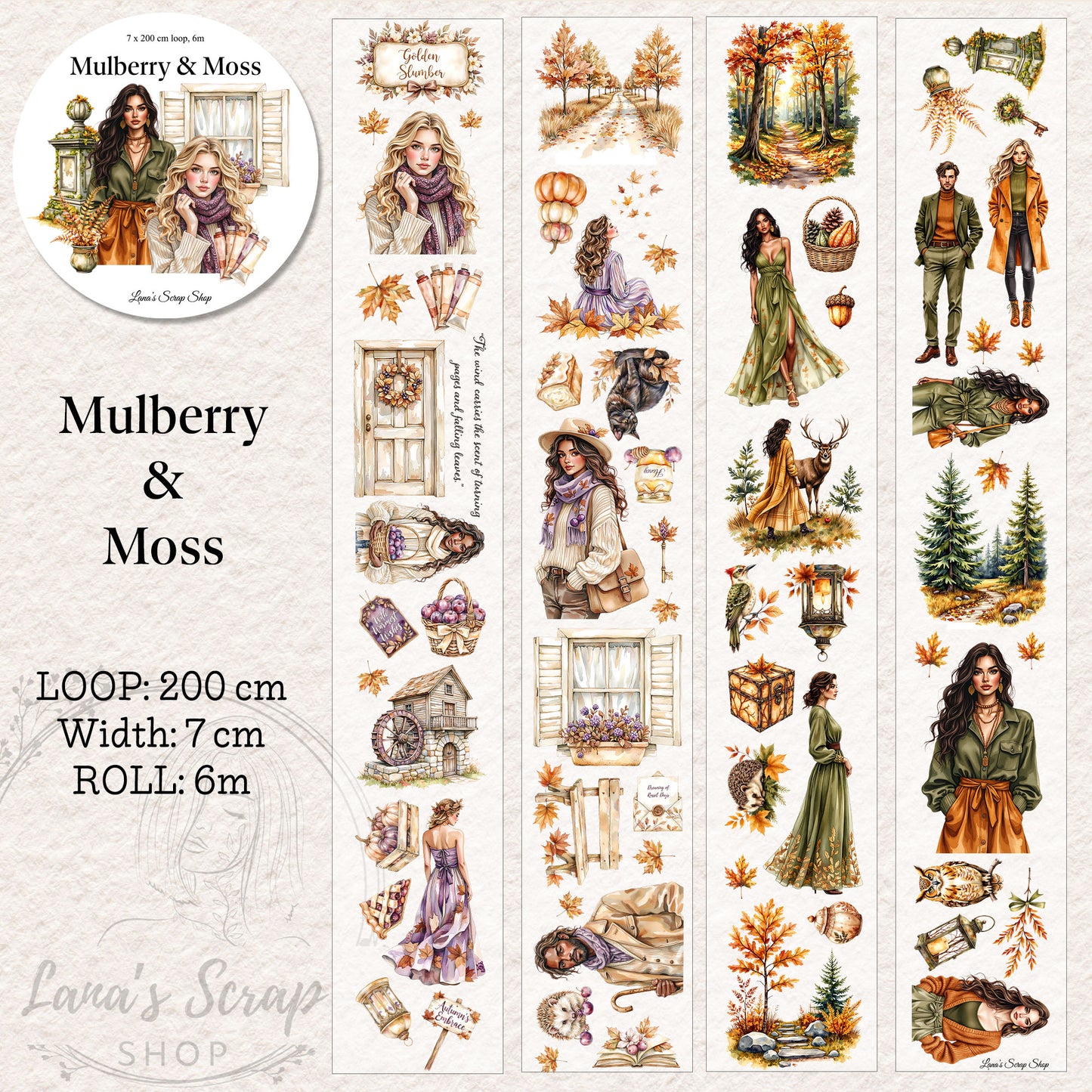 Mullbery & Moss, PET Tape, Crystal Ink, 7 cm wide.