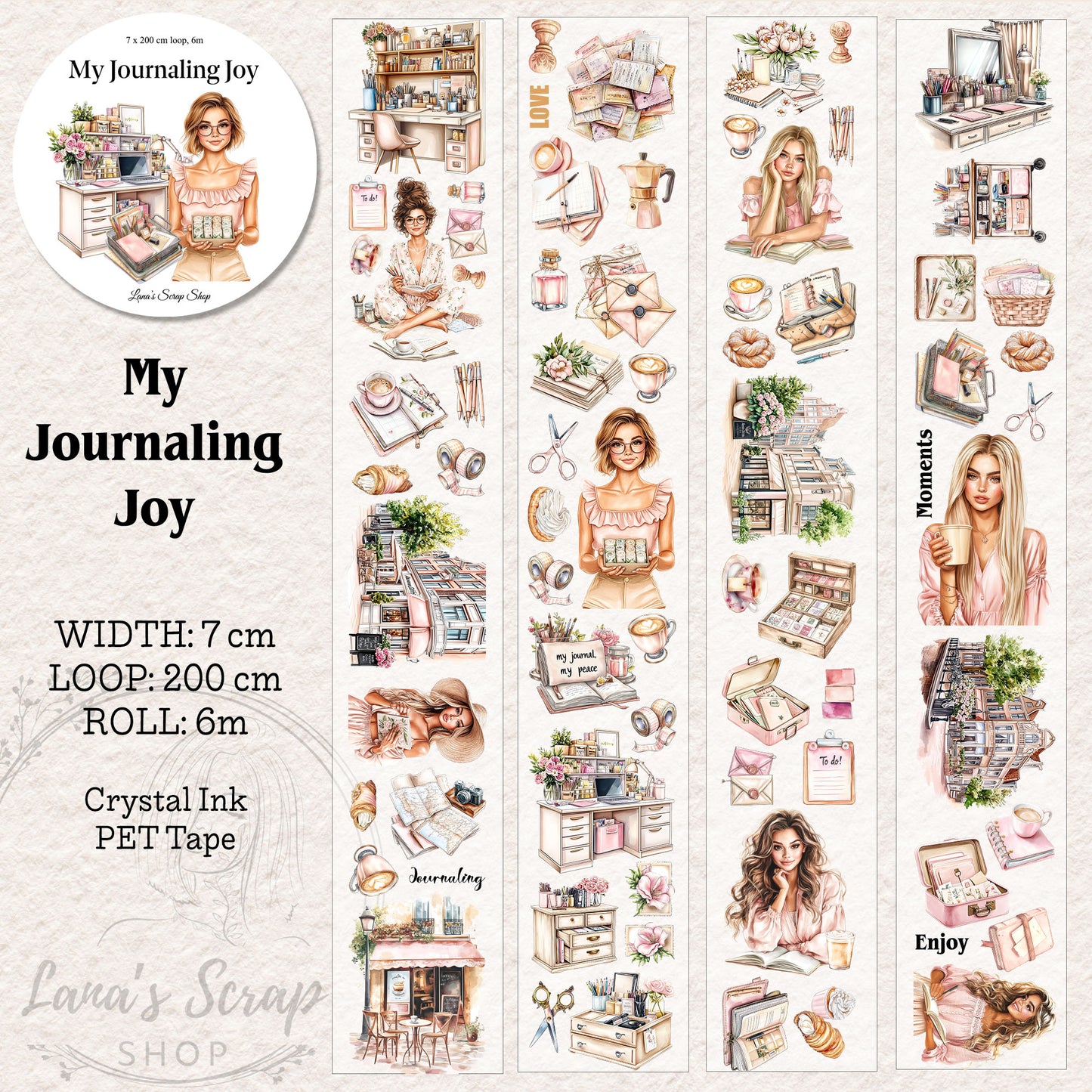 My Journaling Joy, Crystal Ink, PET TAPE, 7 cm wide