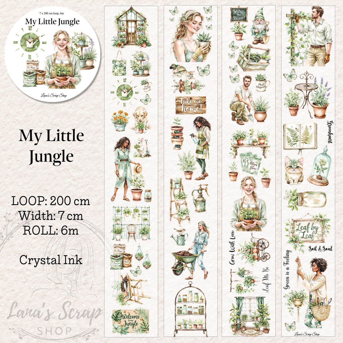 My Little Jungle, Crystal Ink, PET TAPE, 7 cm wide