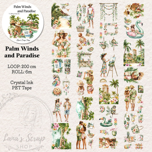 Palm Winds and Paradise, Crystal Ink, PET TAPE, 7 cm wide