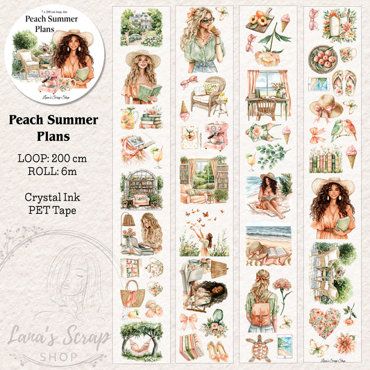 Peach Summer Plans, Crystal Ink, PET TAPE, 7 cm wide