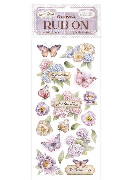 Stamperia Rub-on - Quiet Days - Hydrangea and butterfly