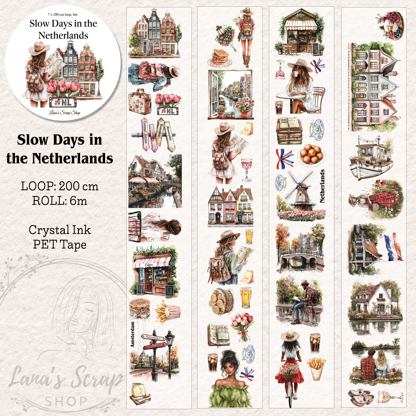 Slow Days in the Netherlands, Crystal Ink, PET TAPE, 7 cm wide