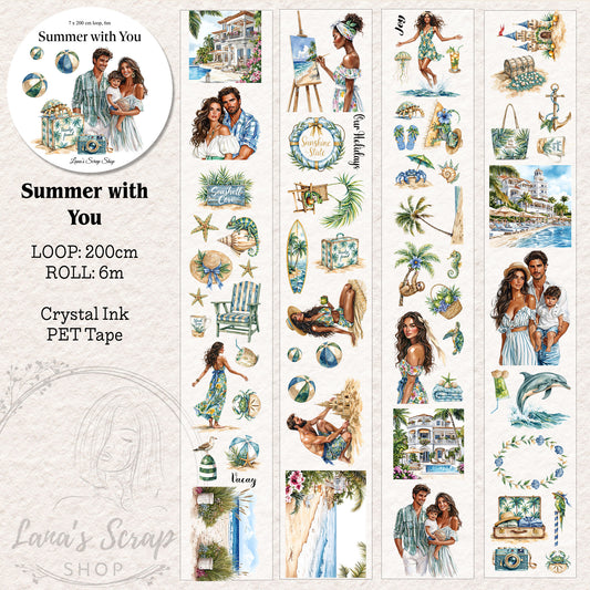 Summer with You, Crystal Ink, PET TAPE, 7 cm wide
