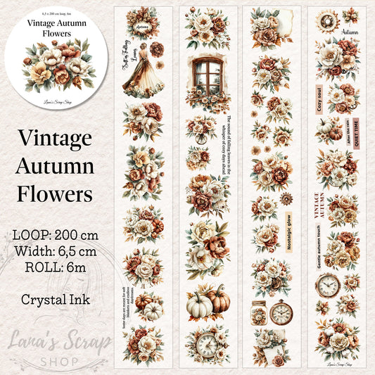 Vintage Autumn Flowers - PET Tape | Scrapbooking & Journaling