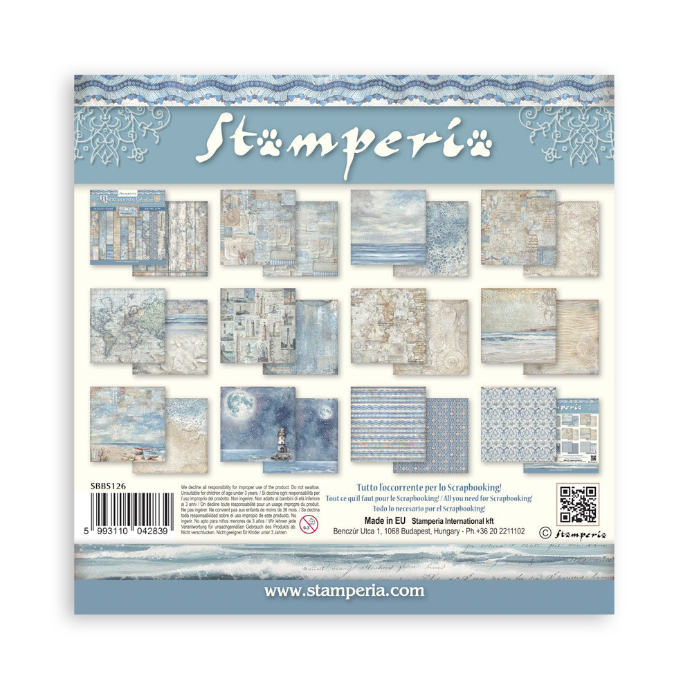 Scrapbooking Small Pad 10 sheets -20,3X20,3 cm -  Backgrounds Selection - Silent Sea