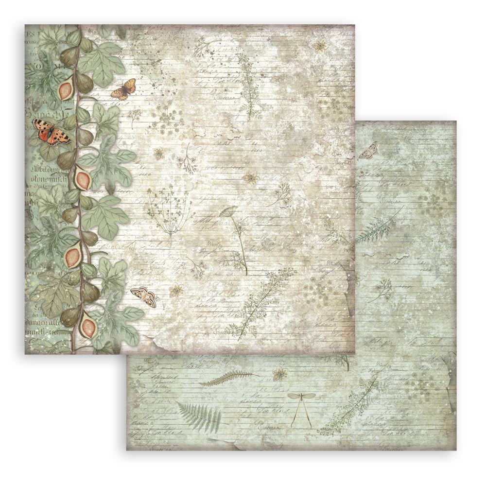 Scrapbooking Small Pad 10 sheets cm 20,3X20,3 (8"X8") Backgrounds Selection - Herbarium Silvae