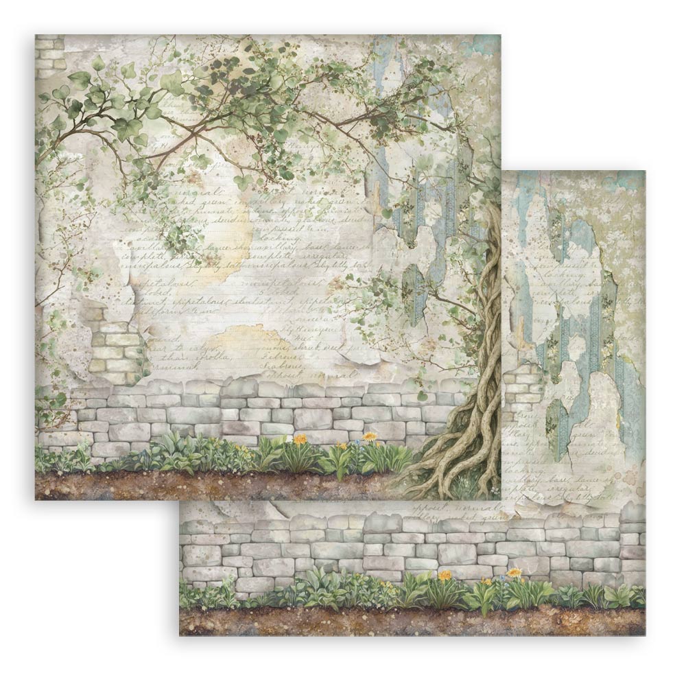 Scrapbooking Small Pad 10 sheets cm 20,3X20,3 (8"X8") Backgrounds Selection - Herbarium Silvae