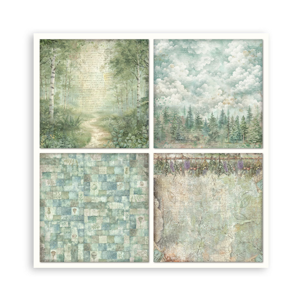 Scrapbooking Pad 22 sheets cm 20,3X20,3 (8"X8") Single Face Herbarium Silvae