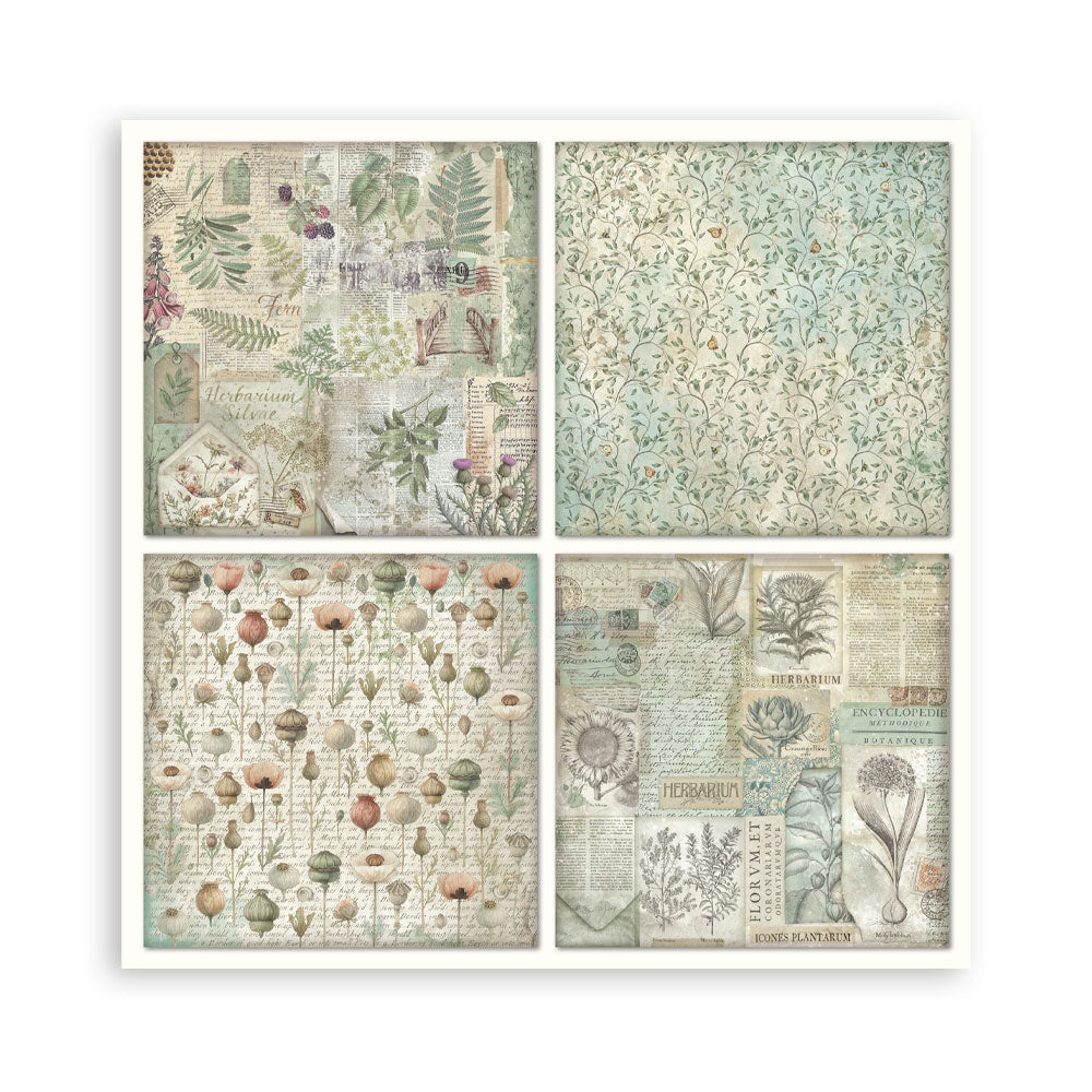 Scrapbooking Pad 22 sheets cm 20,3X20,3 (8"X8") Single Face Herbarium Silvae