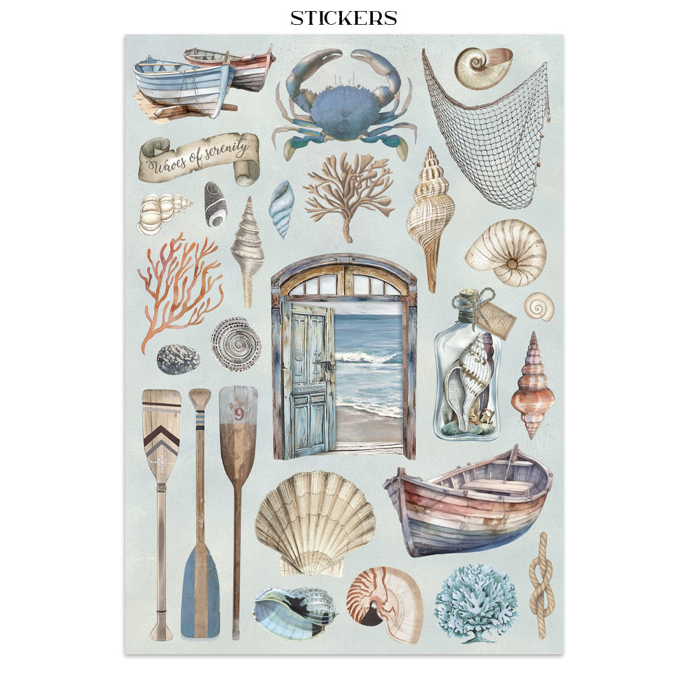 Junk journal stickers, cut-outs, backgrounds - Silent Sea