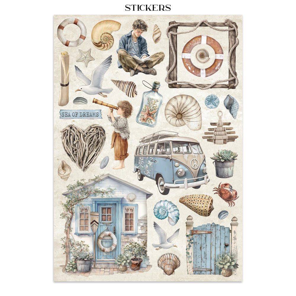 Junk journal stickers, cut-outs, backgrounds - Silent Sea