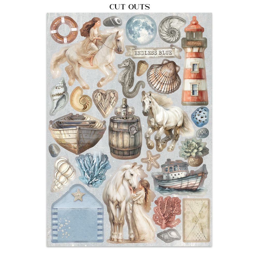 Junk journal stickers, cut-outs, backgrounds - Silent Sea