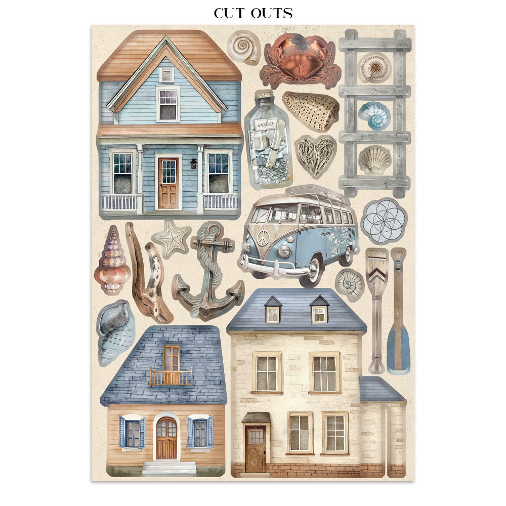 Junk journal stickers, cut-outs, backgrounds - Silent Sea