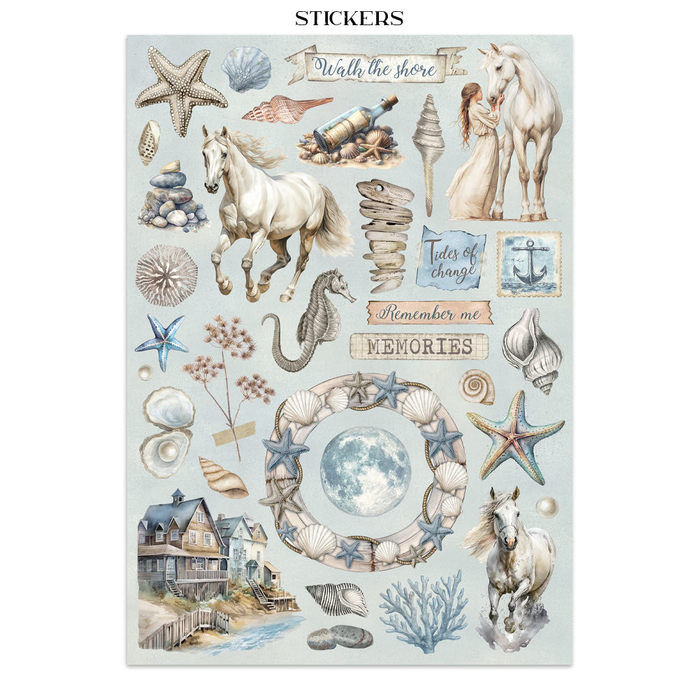 Junk journal stickers, cut-outs, backgrounds - Silent Sea