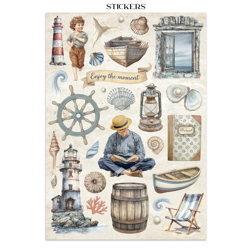 Junk journal stickers, cut-outs, backgrounds - Silent Sea