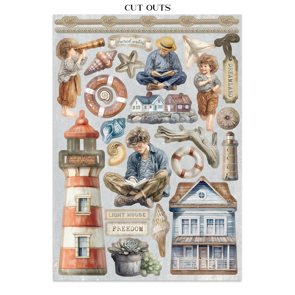 Junk journal stickers, cut-outs, backgrounds - Silent Sea