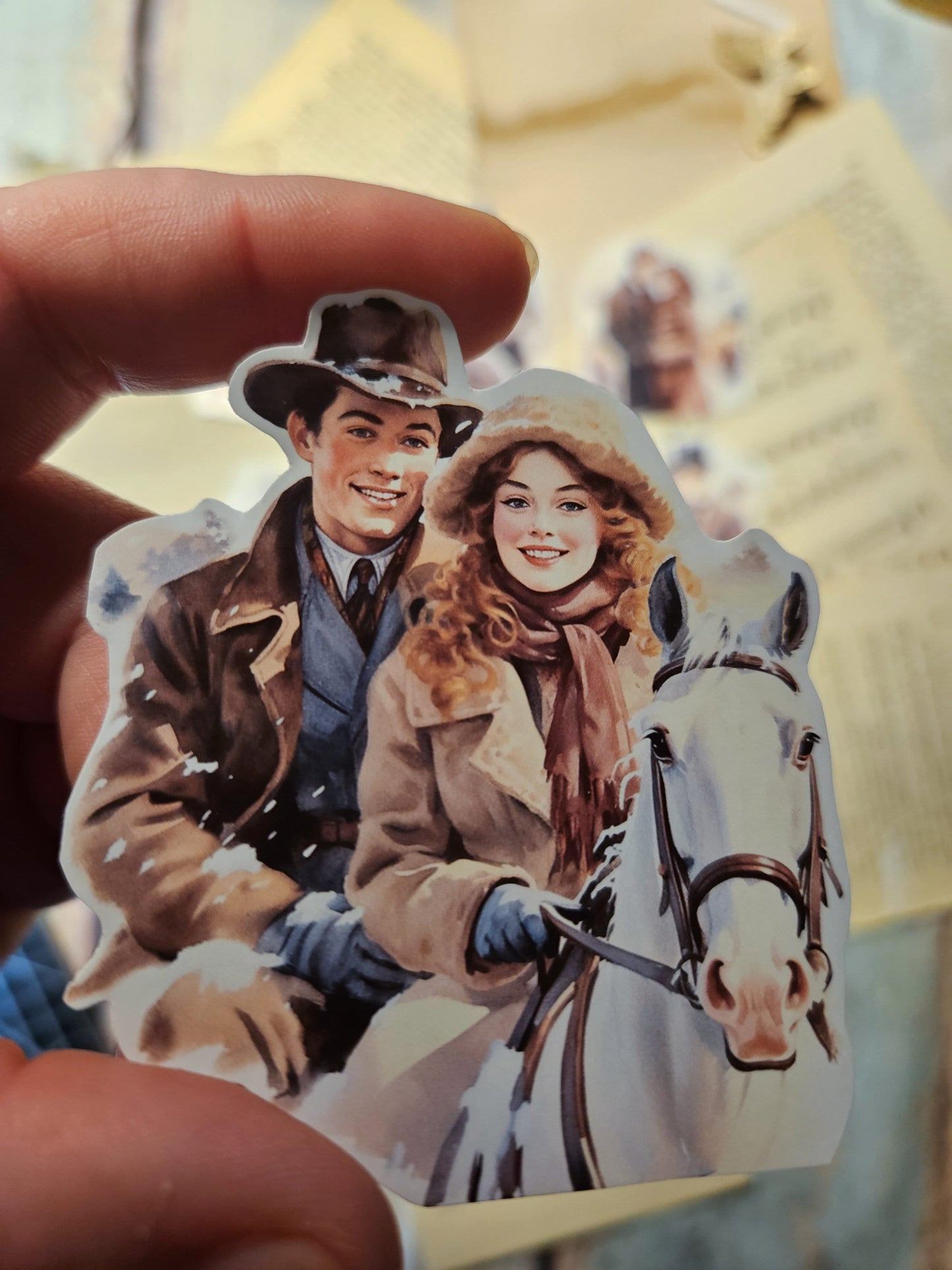 VINTAGE SERIE: Winter Lovely Couple Set of 9 Stickers | • Scrapbooking • Card Making • Art Journaling • Paper Craft • Junk Journal