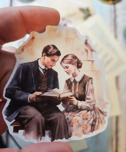 VINTAGE SERIE: Winter Lovely Couple Set of 9 Stickers | • Scrapbooking • Card Making • Art Journaling • Paper Craft • Junk Journal