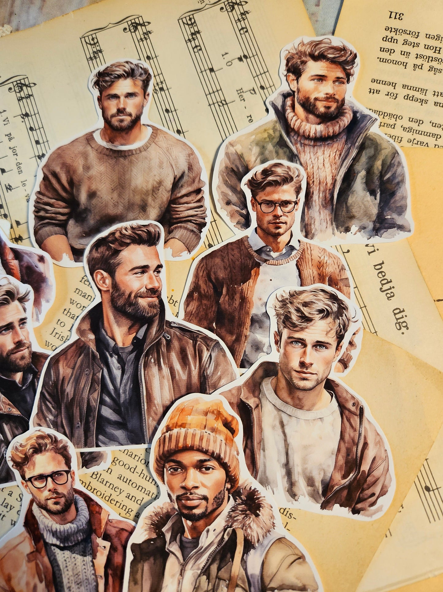 MAN SERIE: Winter Men Stickers Set of 9  |  • Scrapbooking • Card Making • Art Journaling • Paper Craft • Junk Journal