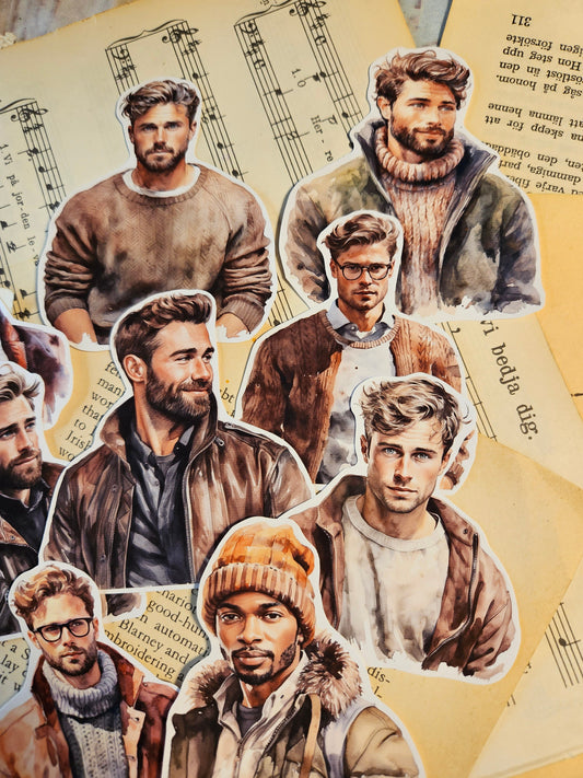 MAN SERIE: Winter Men Stickers Set of 9  |  • Scrapbooking • Card Making • Art Journaling • Paper Craft • Junk Journal