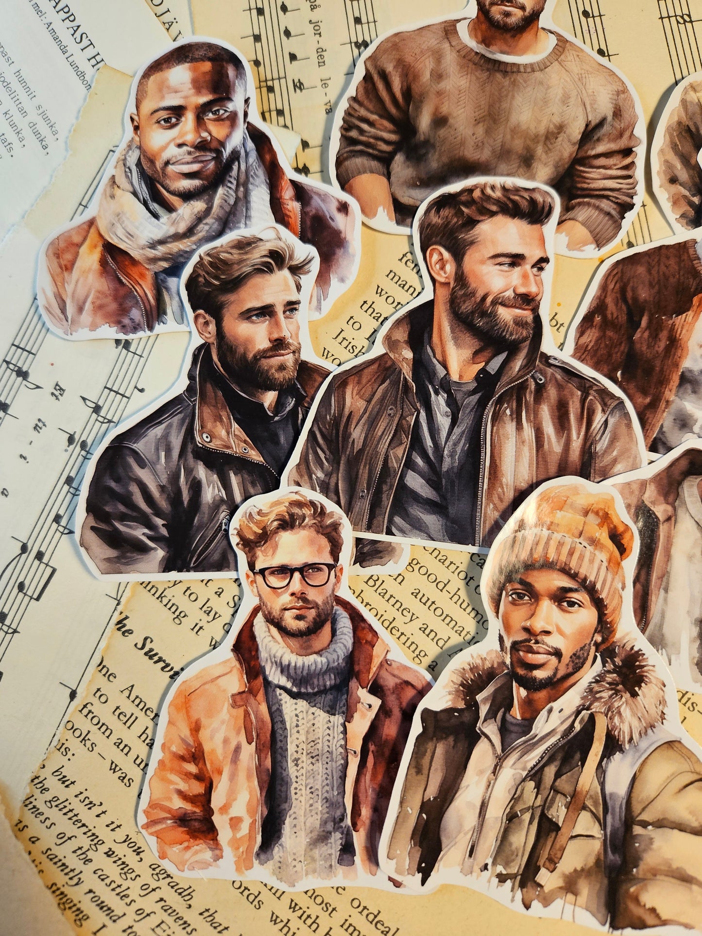 MAN SERIE: Winter Men Stickers Set of 9  |  • Scrapbooking • Card Making • Art Journaling • Paper Craft • Junk Journal