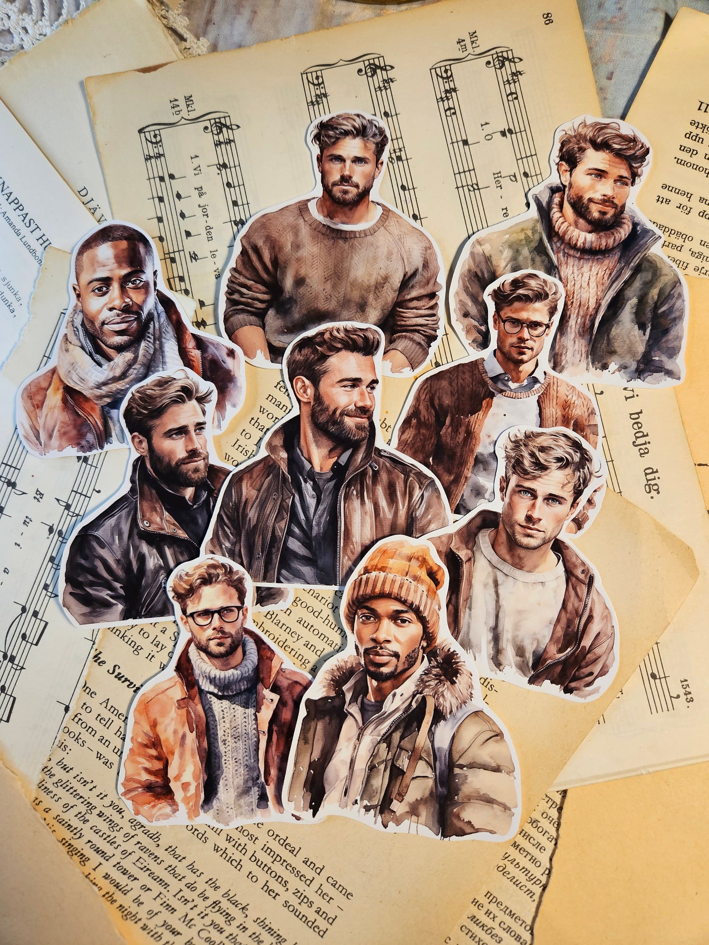 MAN SERIE: Winter Men Stickers Set of 9  |  • Scrapbooking • Card Making • Art Journaling • Paper Craft • Junk Journal