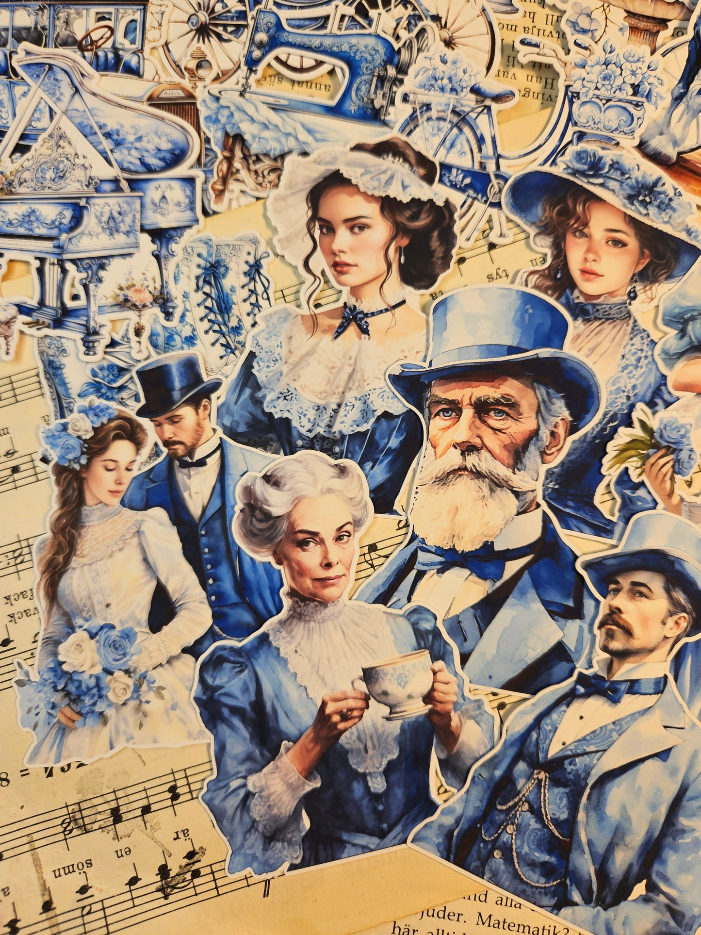 VINTAGE SERIE: Blue Vintage Cottage Bundle| • Scrapbooking • Card Making • Art Journaling • Paper Craft • Junk Journal