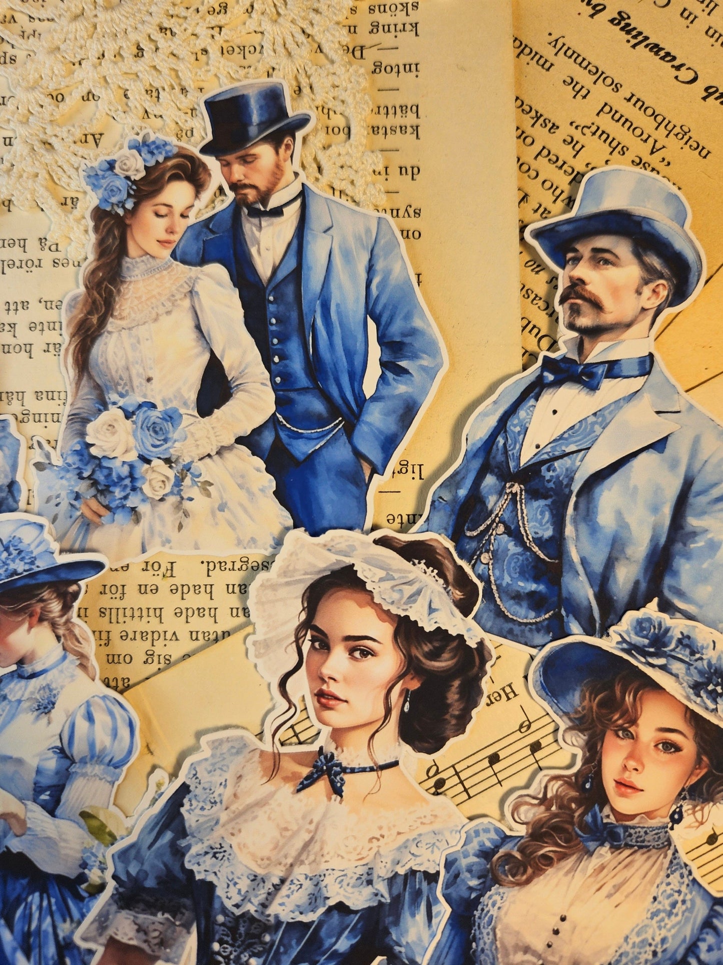 VINTAGE SERIE: Blue Vintage Cottage Bundle| • Scrapbooking • Card Making • Art Journaling • Paper Craft • Junk Journal