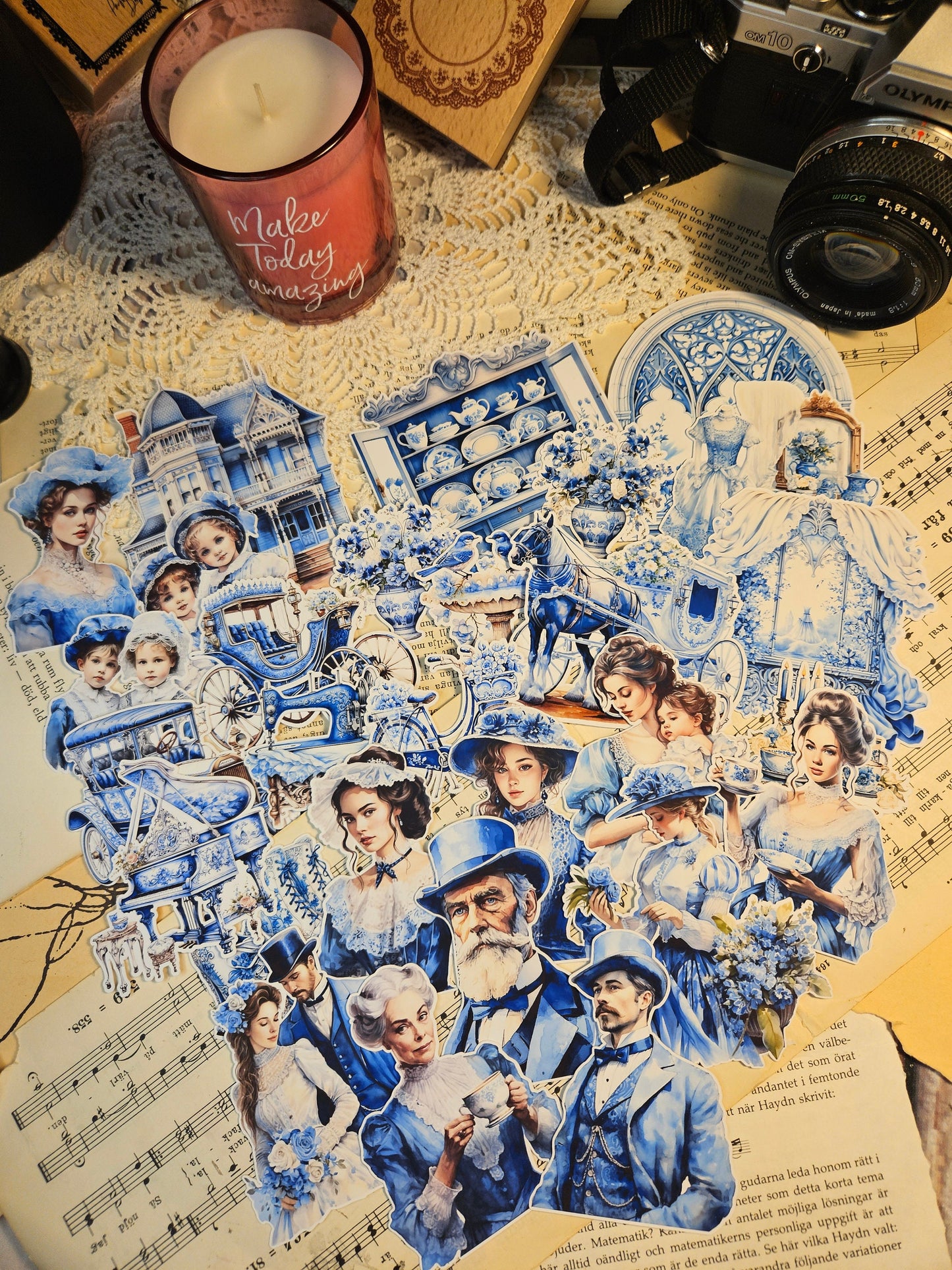 VINTAGE SERIE: Blue Vintage Cottage Bundle| • Scrapbooking • Card Making • Art Journaling • Paper Craft • Junk Journal