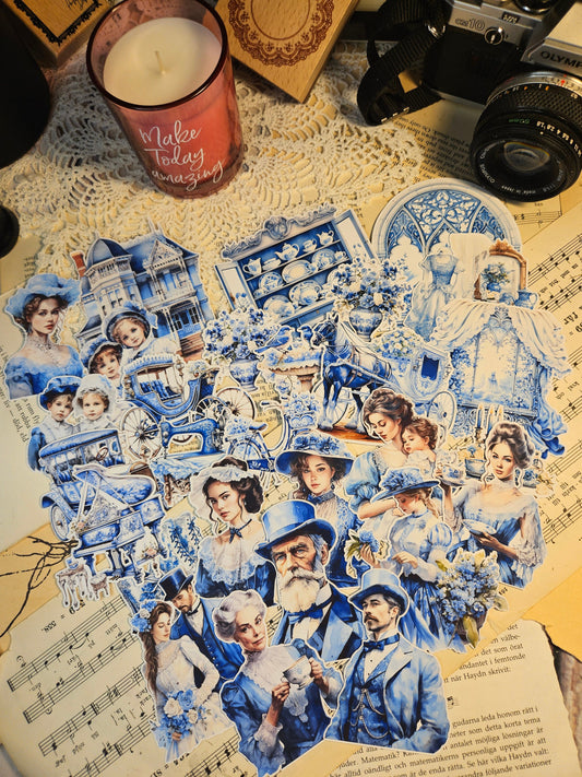 VINTAGE SERIE: Blue Vintage Cottage Bundle| • Scrapbooking • Card Making • Art Journaling • Paper Craft • Junk Journal