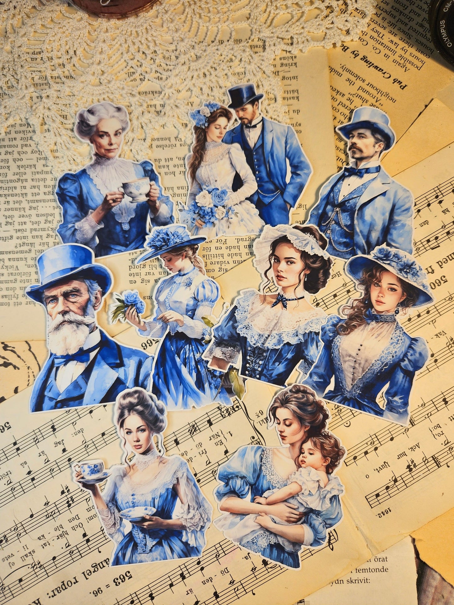 VINTAGE SERIE: Blue Vintage Cottage Bundle| • Scrapbooking • Card Making • Art Journaling • Paper Craft • Junk Journal