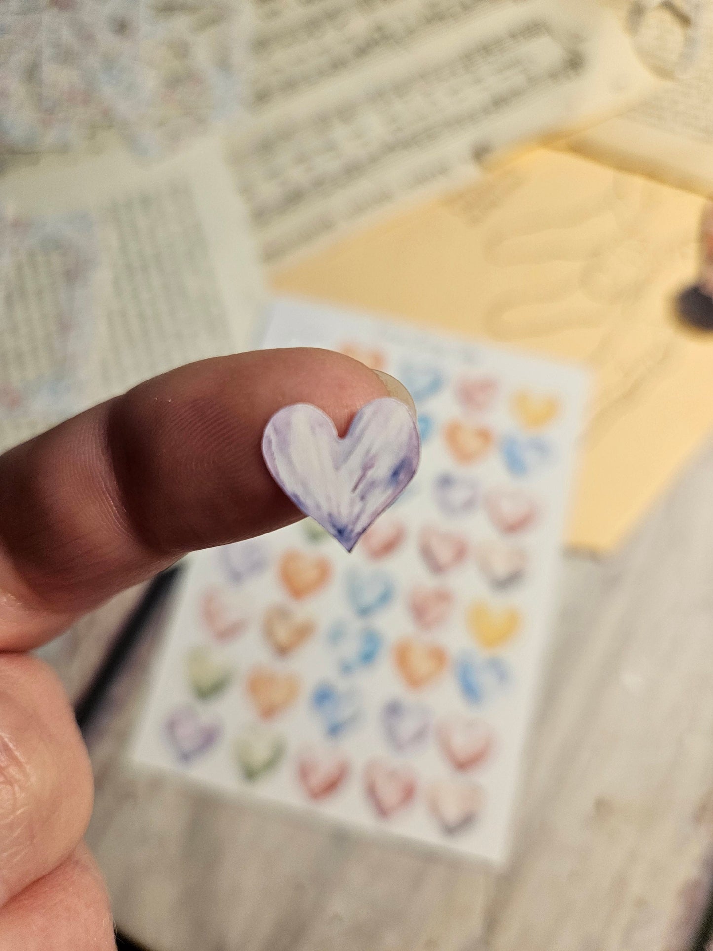 Watercolor Heart Stickers Sheet | • Scrapbooking • Card Making • Art Journaling • Paper Craft • Junk Journal