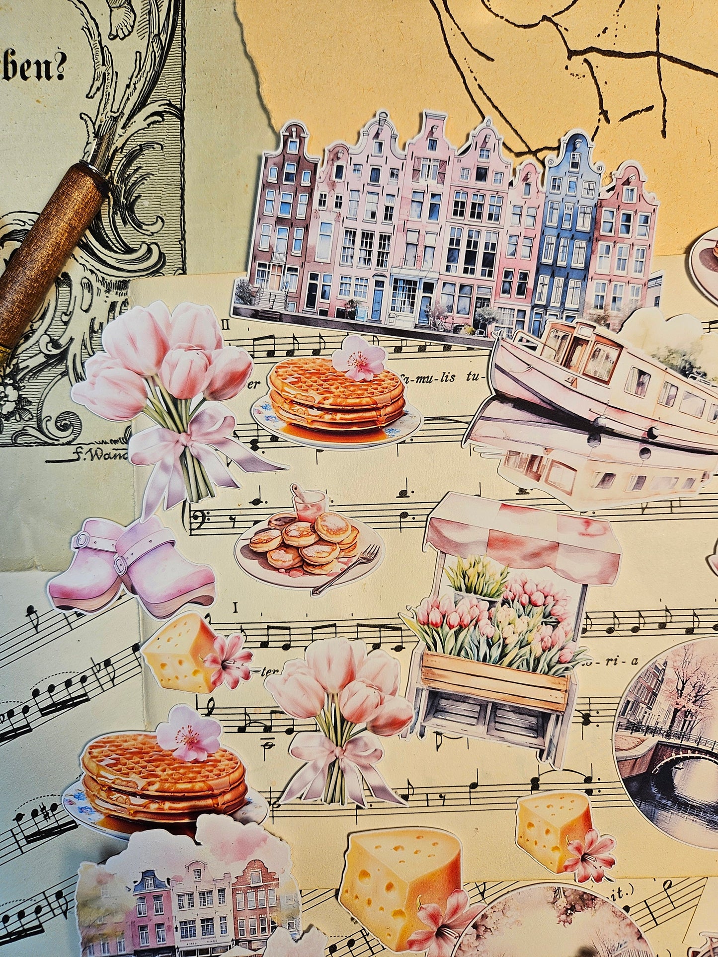 Spring in Amsterdam Set of 20 Stickers | • Scrapbooking • Card Making • Art Journaling • Paper Craft • Junk Journal