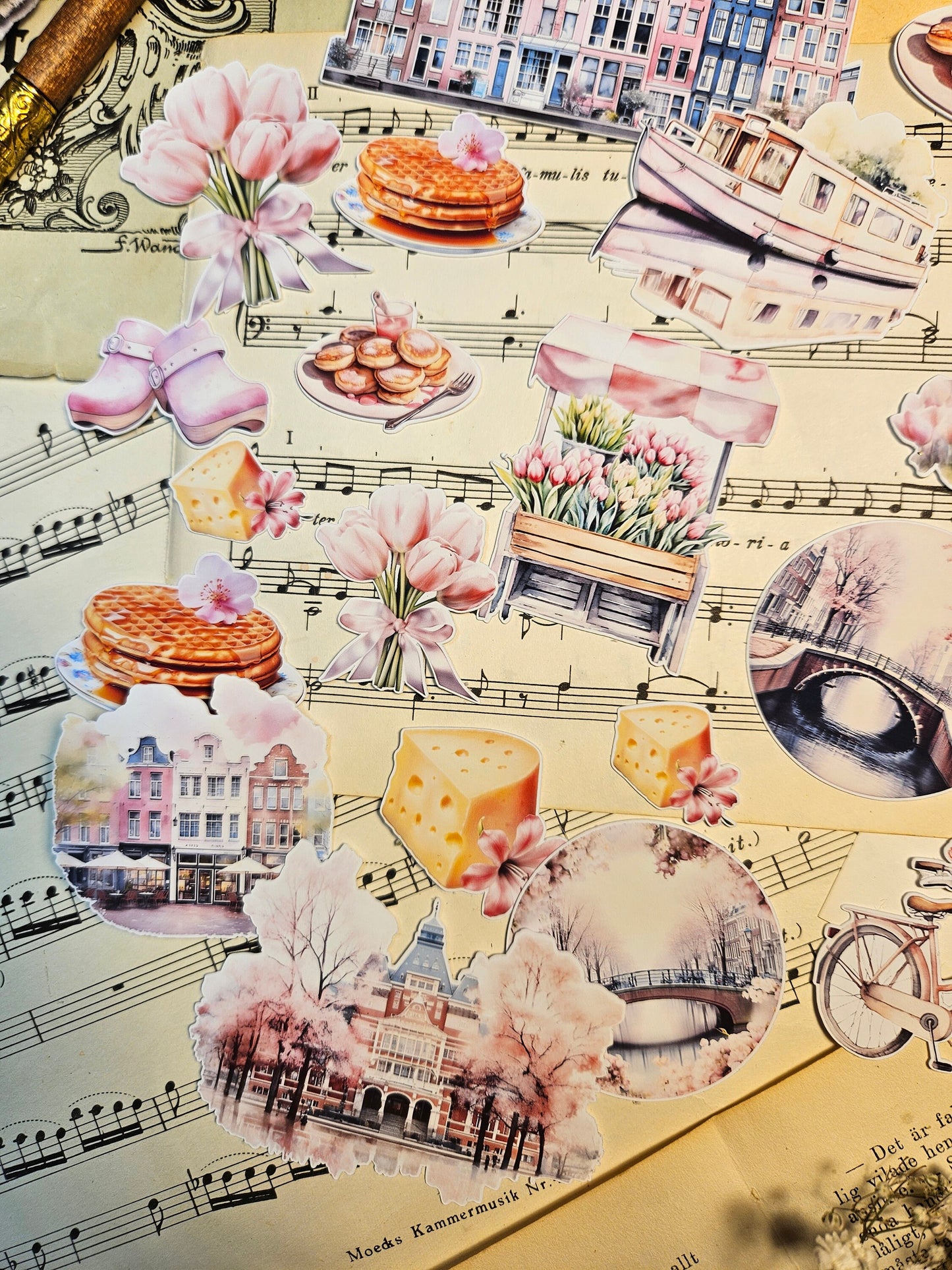 Spring in Amsterdam Set of 20 Stickers | • Scrapbooking • Card Making • Art Journaling • Paper Craft • Junk Journal