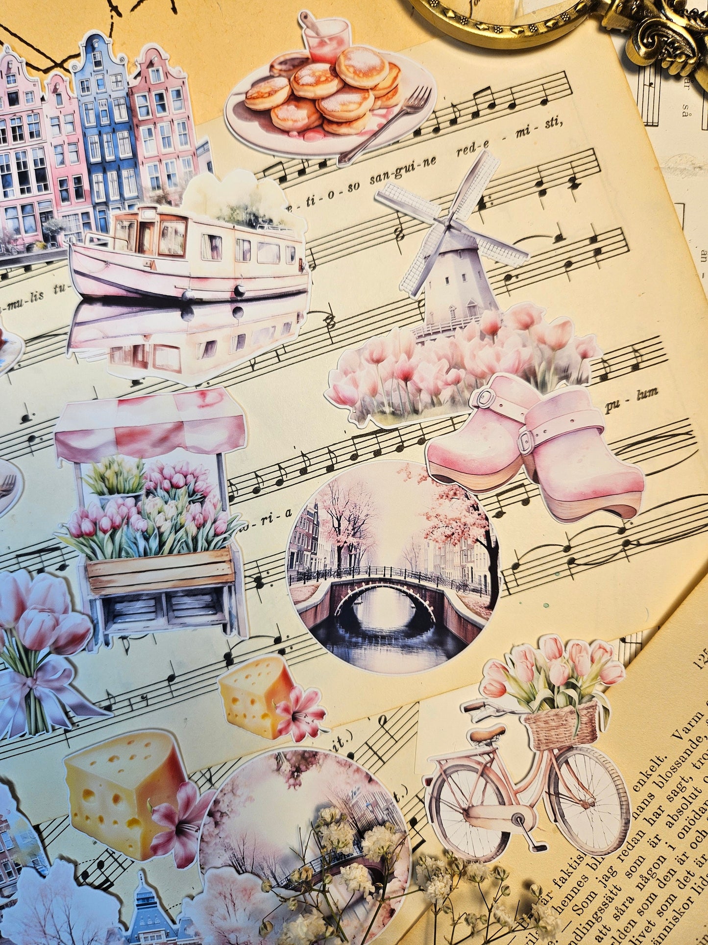 Spring in Amsterdam Set of 20 Stickers | • Scrapbooking • Card Making • Art Journaling • Paper Craft • Junk Journal