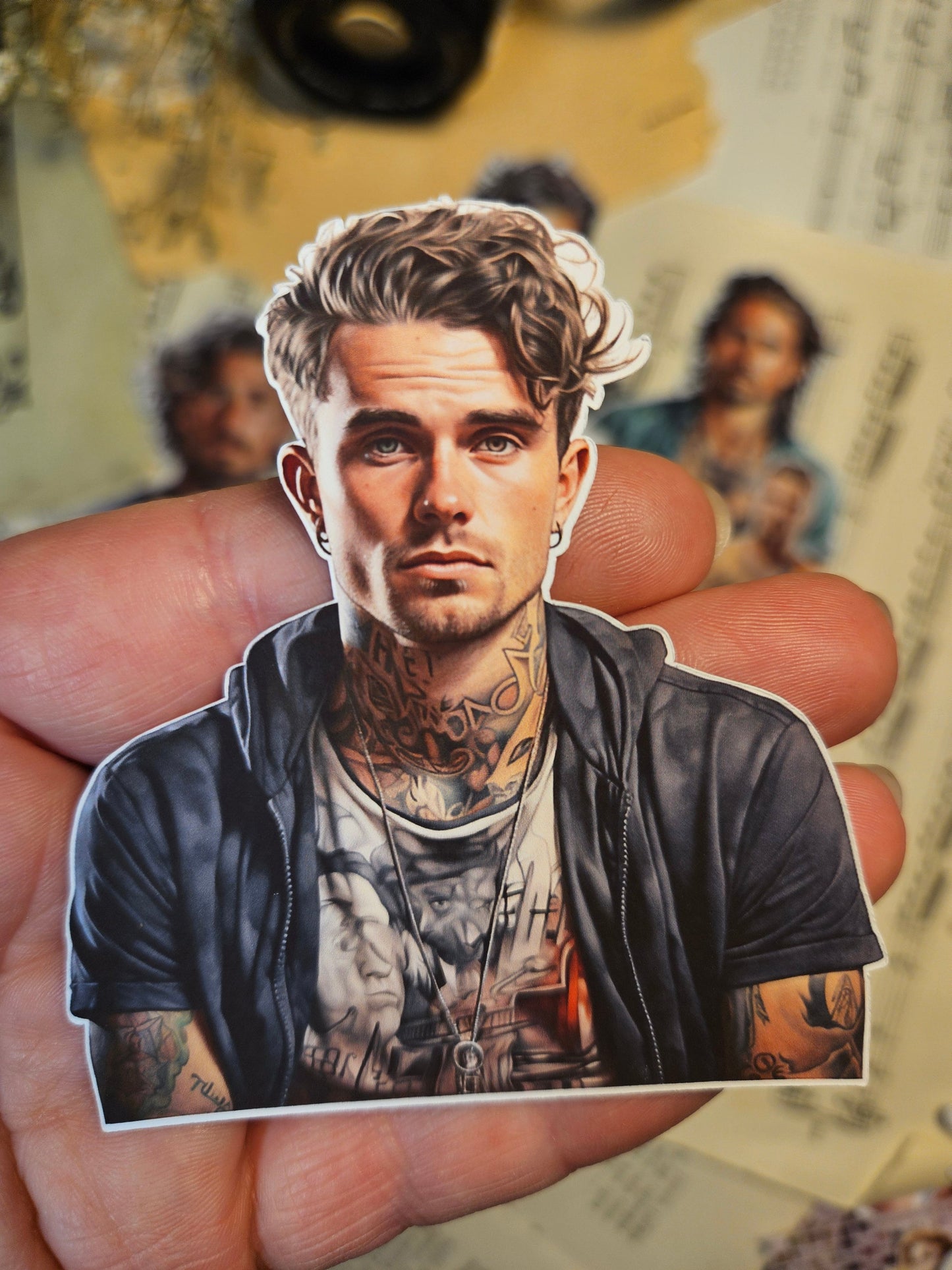 MAN SERIE: Tattoed Men Set of 9 Stickers | • Scrapbooking • Card Making • Art Journaling • Paper Craft • Junk Journal