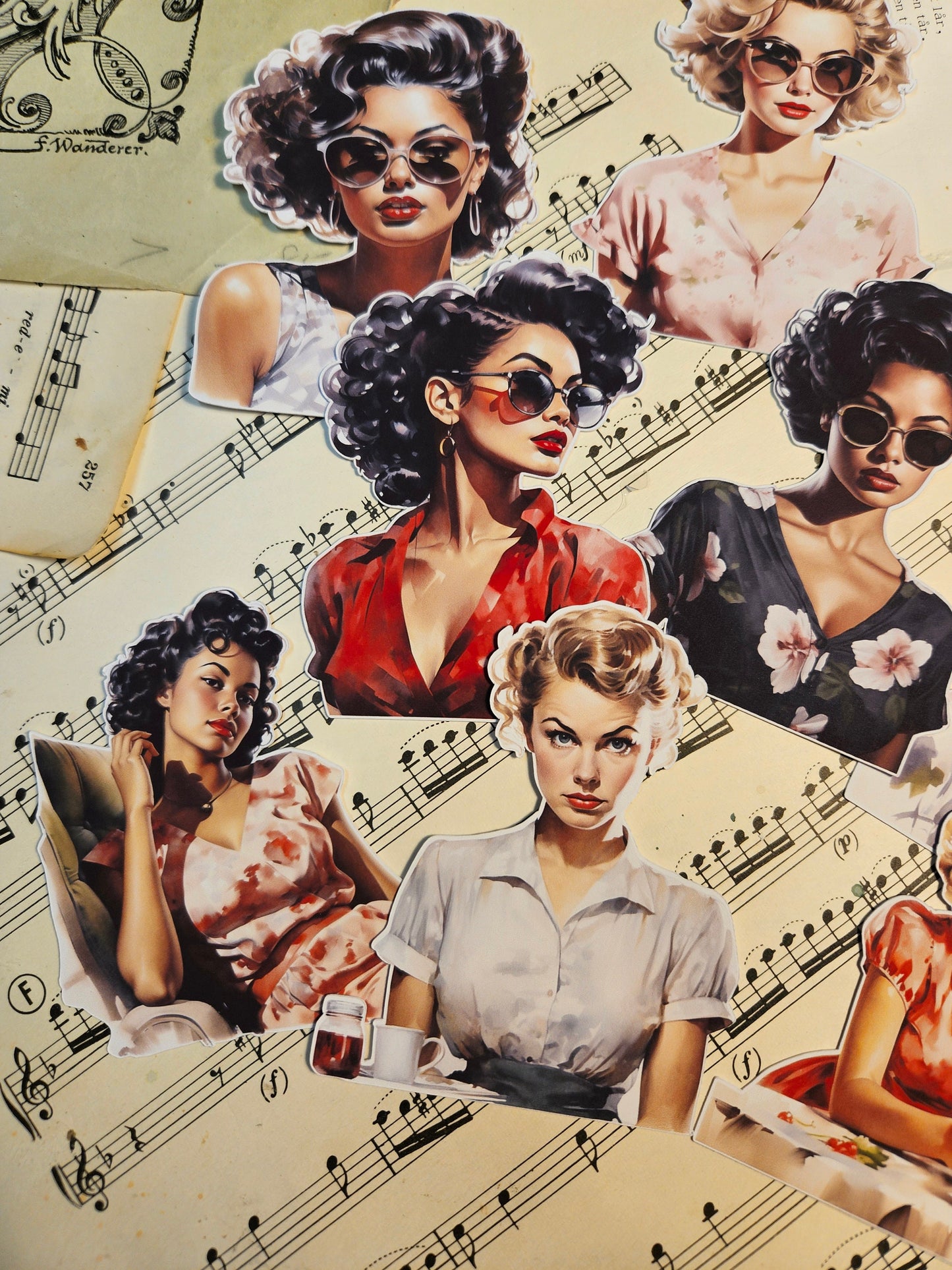 Vintage Serie: Retro Desperate Housewives  Set of 9 Stickers | • Scrapbooking • Card Making • Art Journaling • Paper Craft • Junk Journal