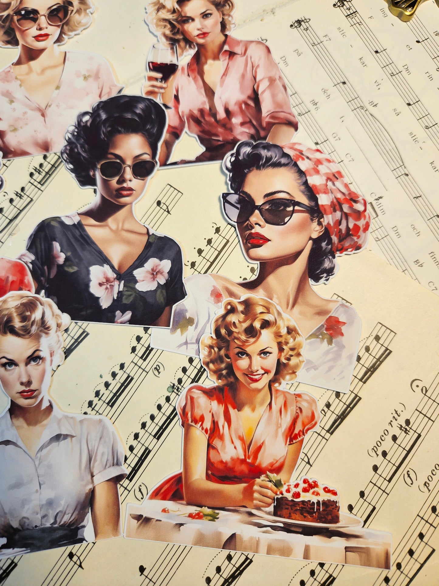 Vintage Serie: Retro Desperate Housewives  Set of 9 Stickers | • Scrapbooking • Card Making • Art Journaling • Paper Craft • Junk Journal