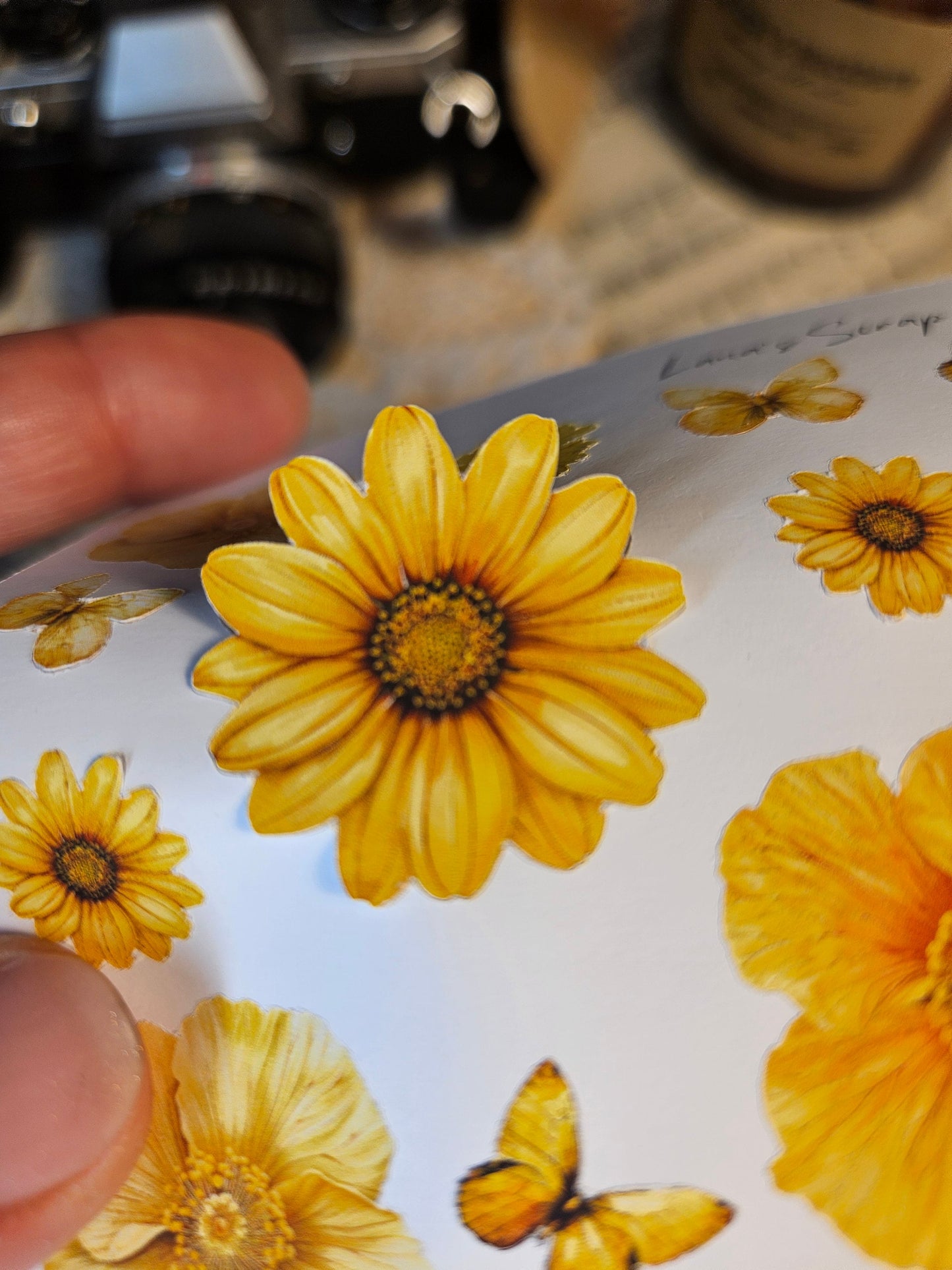 Yellow Flowers Stickers Sheet | • Scrapbooking • Card Making • Art Journaling • Paper Craft • Junk Journal
