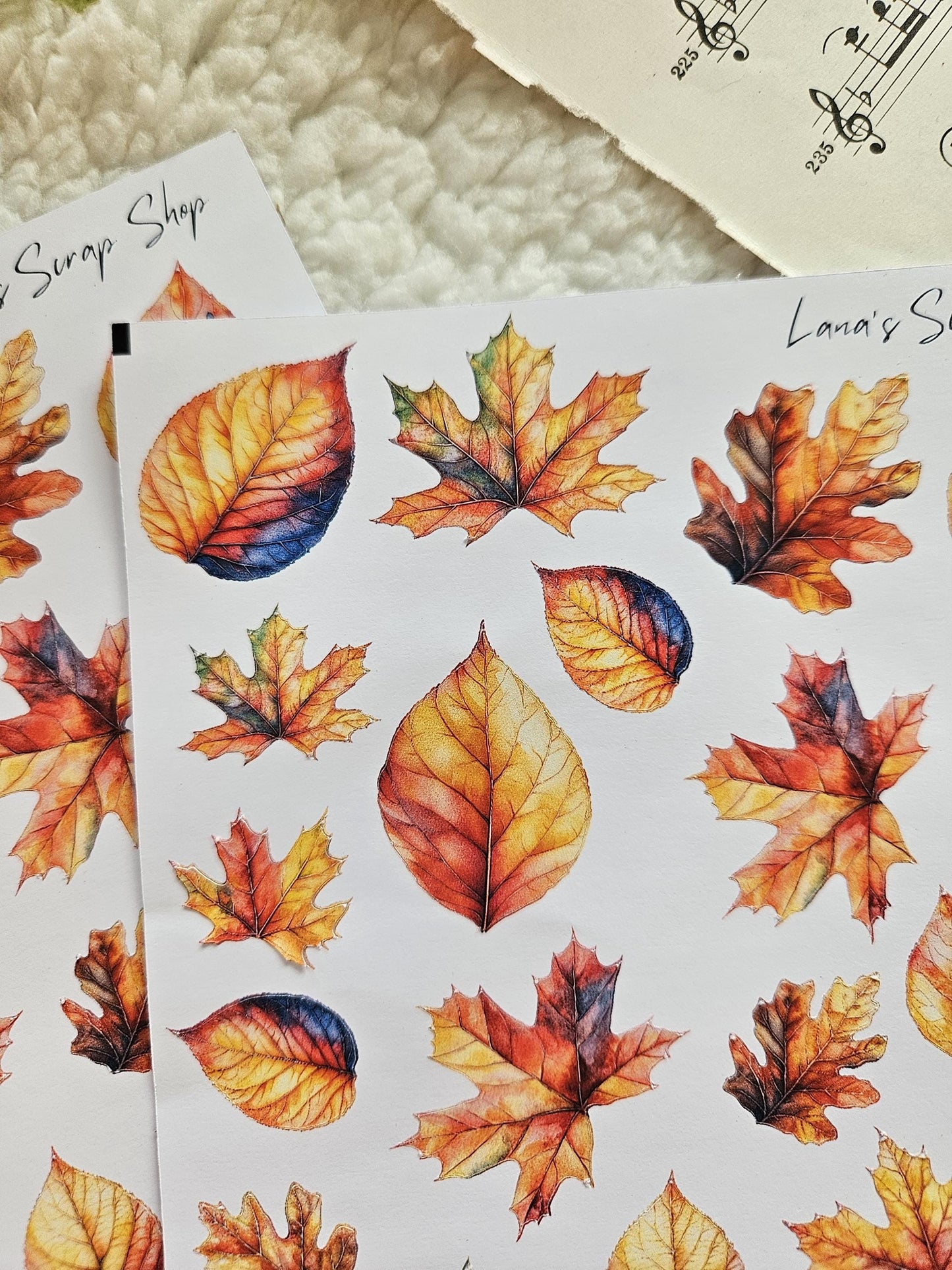 Bright Autumn Leaves Stickers Sheet |  Scrapbooking  Card Making  Art Journaling  Paper Craft  Junk Journal